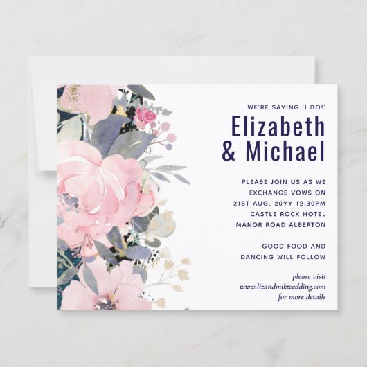 LeahG Budget Wedding Pink Blue Floral (Voorkant)