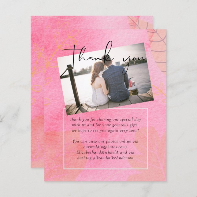 LeahG Budget Wedding Pink Peach Waterverf Abstrac (Voorkant / Achterkant)