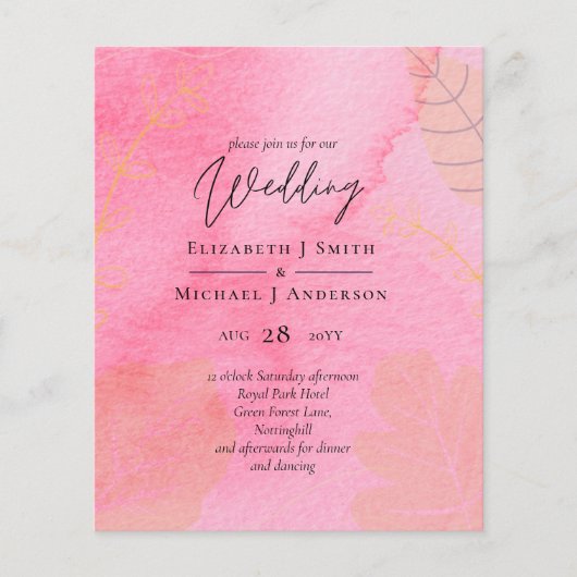 LeahG Budget Wedding Pink Peach Waterverf Abstrac (Voorkant)