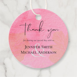 LeahG Budget Wedding Pink Peach Waterverf Abstrac Bedankjes Labels