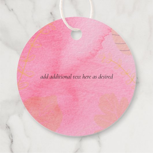 LeahG Budget Wedding Pink Peach Waterverf Abstrac Bedankjes Labels (Achterkant)