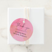 LeahG Budget Wedding Pink Peach Waterverf Abstrac Bedankjes Labels (In situ)