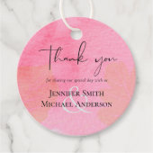 LeahG Budget Wedding Pink Peach Waterverf Abstrac Bedankjes Labels (Voorkant)