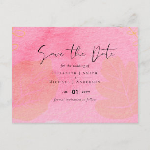 LeahG Budget Wedding Pink Peach Waterverf Abstrac Briefkaart