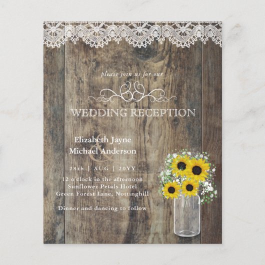 LeahG Budget Wedding RecEPTION Rustic Sunflower (Voorkant)