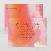 LeahG Budget Wedding Red Oranje Waterverf verlaat Briefkaart (Voorkant / Achterkant)