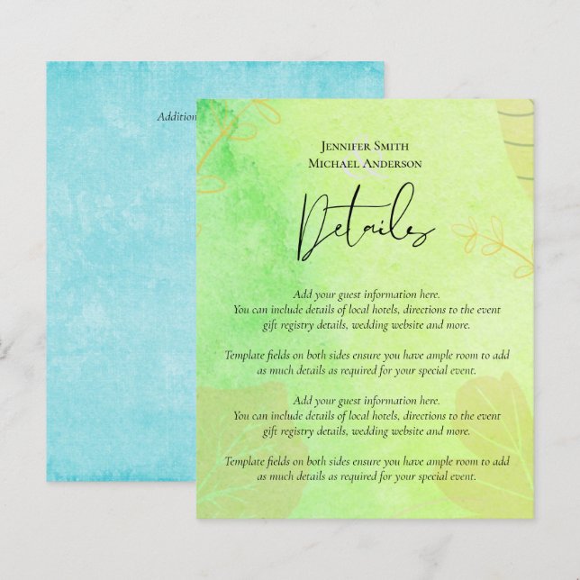 LeahG Budget Wedding Waterverf Blauwgroen Groen Bl (Voorkant / Achterkant)
