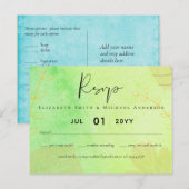 LeahG Budget Wedding Waterverf Blauwgroen Groen Bl Briefkaart (Voorkant / Achterkant)