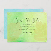 LeahG Budget Wedding Waterverf Blauwgroen Groen Bl Briefkaart (Voorkant / Achterkant)