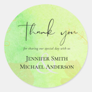 LeahG Budget Wedding Waterverf Blauwgroen Groen Bl Ronde Sticker