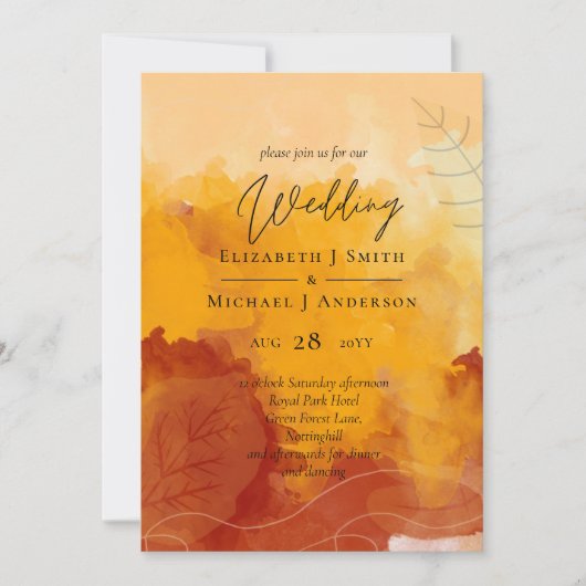 LeahG Budget Wedding Waterverf Sunset Fall (Voorkant)