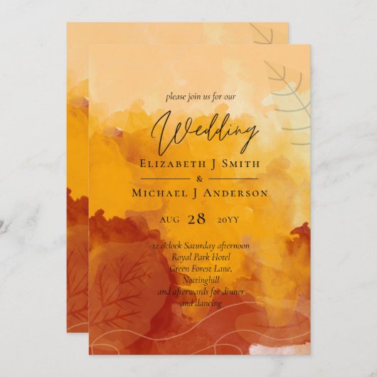 LeahG Budget Wedding Waterverf Sunset Fall (Voorkant / Achterkant)