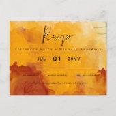 LeahG Budget Wedding Waterverf Sunset Fall Briefkaart (Voorkant)