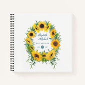 LeahG Budget Zonnebloemen Krans Trouw Gastboek Notitieboek (Voorkant)