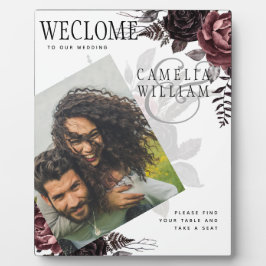 LEAHG Burgundy Black Rozen Weddenfoto Welkom Fotoplaat