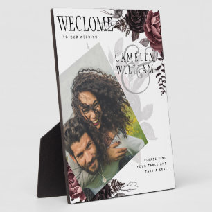 LEAHG Burgundy Black Rozen Weddenfoto Welkom Fotoplaat