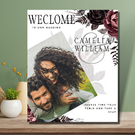 LEAHG Burgundy Black Rozen Weddenfoto Welkom Poster