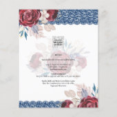 LeahG Burgundy Blue Rozen Lace Fall Wedding Invite (Achterkant)