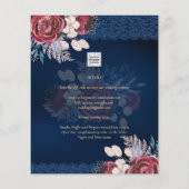 LeahG Burgundy Blue Rozen Lace Fall Wedding Invite (Achterkant)