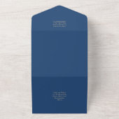 LeahG Burgundy Blue Rozen Lace Fall Wedding Invite All In One Uitnodiging (Buitenkant)