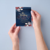 LeahG Burgundy Blue Rozen Lace Fall Wedding Invite Flyer (Hand)