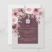LeahG Burgundy Blush Pink Roses Fall Wedding Inv. (Achterkant)