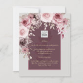 LeahG Burgundy Blush Pink Roses Fall Wedding Inv. (Achterkant)