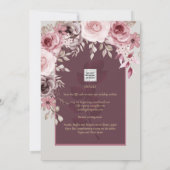 LeahG Burgundy Blush Pink Roses Fall Wedding Inv. Kaart (Achterkant)