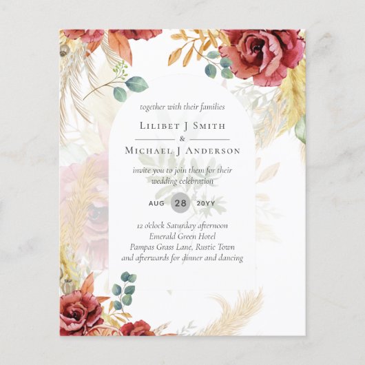 LeahG Burgundy Terracotta Fall Wedding Invite Flyer (Voorkant)