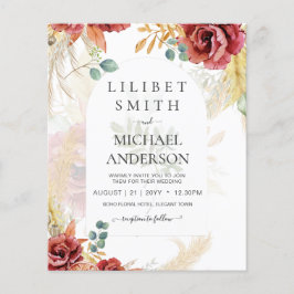 LeahG Burgundy Terracotta  Herfst Huwelijksuitnodi Flyer