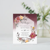 LeahG Burgundy Yellow Floral Wedding Invite (Staand voorkant)