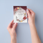 LeahG Burgundy Yellow Floral Wedding Invite Flyer (Hand)
