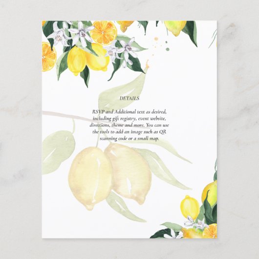 LeahG Citrus Citroenen Budget Trouw Uitnodiging Ge (Achterkant)