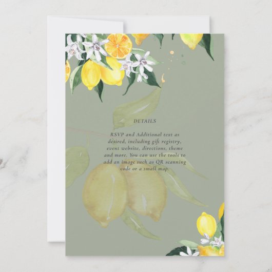 LeahG Citrus Citroenen Budget Trouw Uitnodiging Ge (Achterkant)