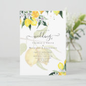 LeahG Citrus Gele Citroenen Trouw Uitnodigingen (Staand voorkant)