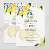 LeahG Citrus Lemons Budget Wedding Noite Yellow Kaart (Voorkant / Achterkant)