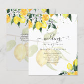 LeahG Citrus Yellow Lemons Wedding Invites (Voorkant / Achterkant)