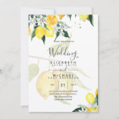 LeahG Citrus Yellow Lemons Wedding Invites Kaart (Voorkant)