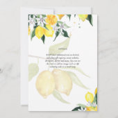 LeahG Citrus Yellow Lemons Wedding Invites Kaart (Achterkant)