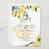 LeahG Citrus Yellow Lemons Wedding Invites Kaart (Voorkant)