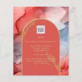LeahG Coral Navy Blue Gold INK Wedding INVITE (Achterkant)
