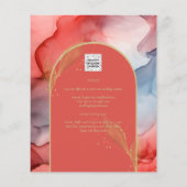 LeahG Coral Navy Blue Gold INK Wedding INVITE Flyer (Achterkant)