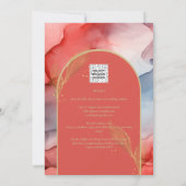 LeahG Coral Navy Blue Gold INK Wedding INVITE Kaart (Achterkant)