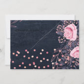 LeahG Denim Blauw Roségoud Roze Bloem Bruiloft (Achterkant)
