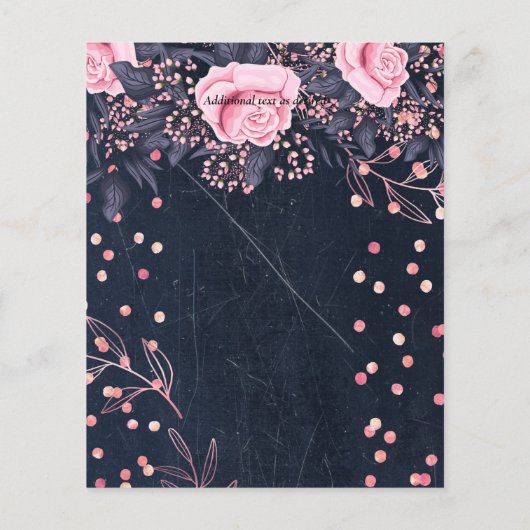 LeahG Denim Blauw Roségoud Roze Bloem Bruiloft (Achterkant)