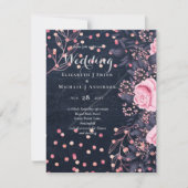 LeahG Denim Blauw Roze Goud Roze Bloem Bruiloft (Voorkant)
