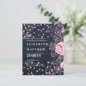 LeahG Denim Blue Rosegold Pink Floral Wedding (Staand voorkant)