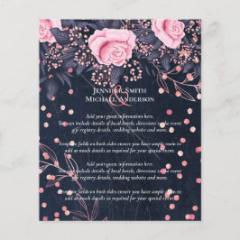 LeahG Denim Blue Rosegold Pink Floral Wedding