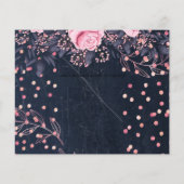 LeahG Denim Blue Rosegold Pink Floral Wedding Flyer (Achterkant)