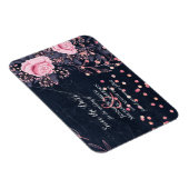 LeahG Denim Blue Rosegold Pink Floral Wedding Magneet (Rechterzijde)